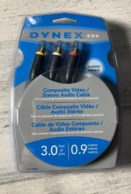 Nuevo cable de audio y video compuesto Dynex de 3 pies de audio estéreo cable de 3 pies de largo 3 V Foto 1 de 4