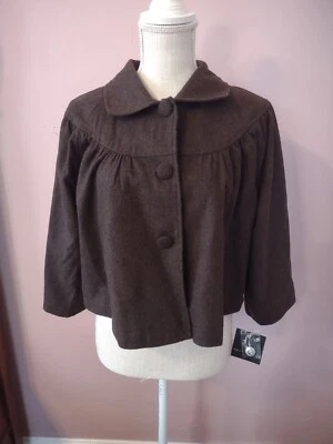 NWT / NOS Vintage  Apostrophe Brown Wool Silk Blend Swing Jacket Women's Medium - Image 1 of 4