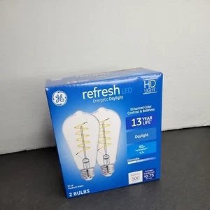 GE Refresh LED Light Bulb 2 Pack Edison Style Daylight Dimmable Fans Lamps NEW - Picture 1 of 4