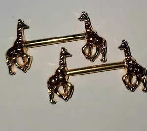 Par de anillos para pezones de jirafa chapados en oro rodio de 14 g - Imagen 1 de 1