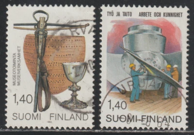 Finlandia 1984 SC# 691 - 692 - Piezas de museo - Obra y alféizar - Lote usado # 413 Foto 1 de 2