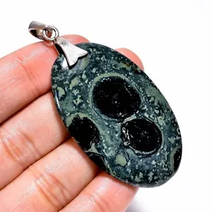 80.60Cts Natural Kambaba Jasper OVAL 32X52X5MM stone 925 Silver Sterling Pendant - Picture 1 of 7