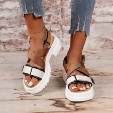 Sandals Women's Summer High Heels Slip On Thick Heel Platform Shoes Comfort Ladi
