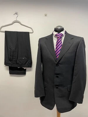 ERMENEGILDO ZEGNA 2PC SUIT PURE WOOL IN GREY STRIPE 38R TRS W34 L31 EXC.  (0278) - Image 1 of 4