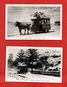 1940 TRANVÍA DE CABALLOS en ISLA DE GRANITO Victor Harbor SA postal FOTOS REALES animales - Imagen 1 de 2