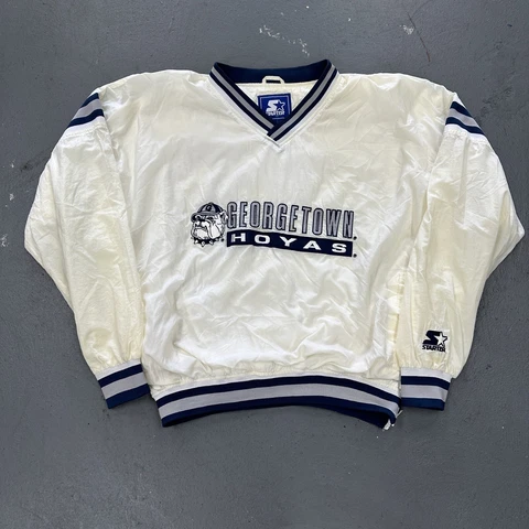 Vintage Starter Georgetown Hoyas Pullover Windbreaker Jacket Mens XL White 90's Cover