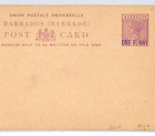BARBADOS QV Unused Postal Stationery Card *ONE PENNY* Surcharge {samwells} PJ132