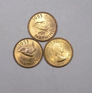 1953 GB FARTHINGS LOT 3 COINS GEM UNCIRUCLATED CONDITION #546-50 - Picture 1 of 1