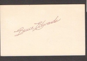 Bruce Edwards 3x5 authentic autographed card Cubs Brooklyn Dodgers d. 1975