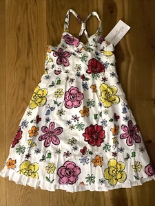 weißes Träger-Kleid mit Blumenmuster KÖNIGSMÜHLE Gr 140 NEU mit Etikett - Bild 1 von 3