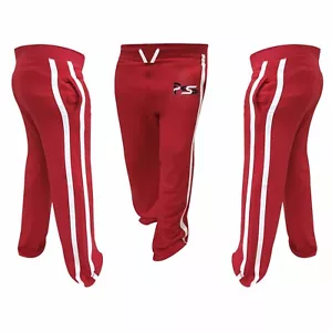 Uomo Cotone da Corsa Pile Jogging Pantaloni Tuta Mma Fondo Rosso 703 - Picture 1 of 7