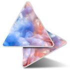 2 X Triangle Stickers  10Cm - Pink Blue Smoke Ink Art Gender  #46058