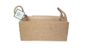 Cajas decorativas de madera/yute (juego de 2) - Imagen 1 de 5