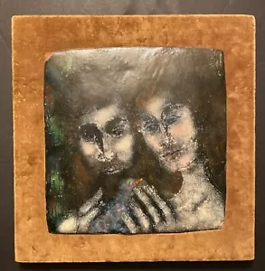 1969 Mid Century Abstract JOHN LENNON &Yoko ONO Enamel &copper Plaque Painting - Picture 1 of 12