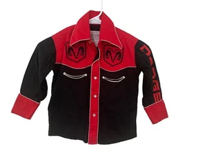 Rockmount Ranch Dodge Ram truck Western Wear Pearl Snap Button Shirt Red Boys S - Picture 1 of 5