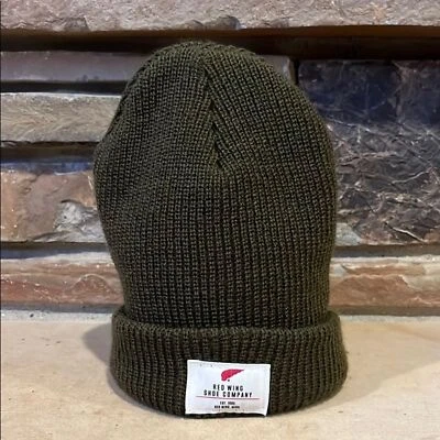 Red Wing Shoes Olive Knit Beanie Rolled Brim Foto 1 de 4
