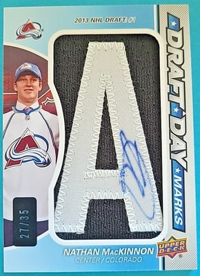 2013-14 Nathan MacKinnon SP Game Used Draft Day Marks DDM-NM Rookie RC Auto /35 - Image 1 of 4