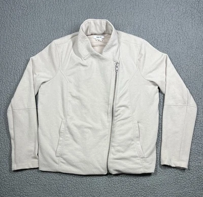 Helmut Lang 双拉链球衣针织摩托米色夹克女式 L 码 — 第 1/4 张图片