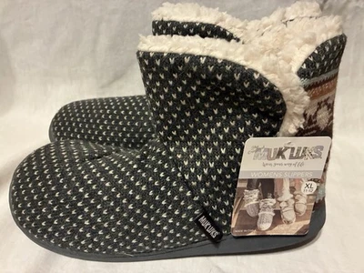 NWT Muk Luks Cheyenne Women's Size XL Slip-On Knit Sherpa Lined Booties/Slippers - Image 1 of 4