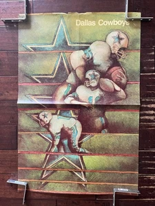 VINTAGE 1968DALLAS COWBOYS 24X36 FOOTBALL POSTER RARE ORIGINAL HUGE - Picture 1 of 10