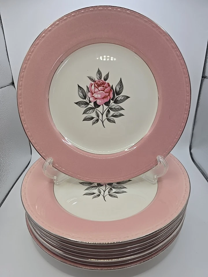 Vintage Cunningham & Pickett Norway Rose Dinner Plates 9.75 In Set Of 8 USA - Image 1 of 4