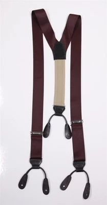 Trafalgar Plum 黑色樱桃丝绸皮革吊带支架 英国制造 — 第 1/4 张图片