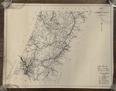 Mapa 1952 del condado de Cambria Pennsylvania PA - Richland Conemaugh Carroll Spangler Foto 1 de 4
