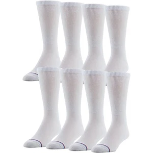 8 Pair Diabetic Crew Socks with Non-Binding Top, White, Shoe Size: Men 12-15 - Picture 1 of 4