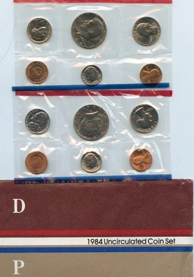 1984 P&D Mint Set  with Envelope & COA (10 Coin Set) * No Revere * - Image 1 of 2