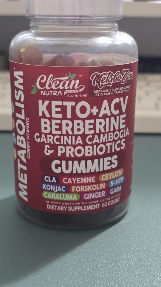 Clean Nutra Metabo Zen Apoyo Diario, Salud Intestinal Keto + Gomitas ACV NUEVO Foto 1 de 1