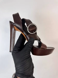 Sandalias Superbe Escarpinas Cuir Marrón Yves Saint Laurent Talla 39 - Imagen 1 de 10