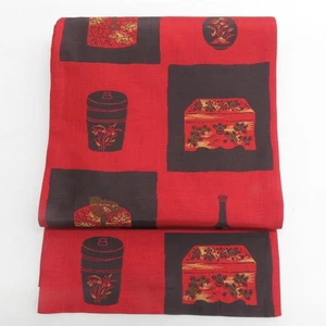 Kimono giapponese Fukuro Obi seta Nishijin broccato scatola da tè modello 170,1 pollici - Foto 1 di 11