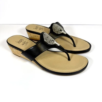 Impo Women Sandals 8M Black with Metal Medallion - Image 1 of 4
