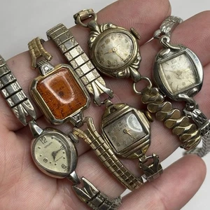 Broken Vintage Ladies Cocktail Watch Gold Filled GRUEN Art Deco Parts - Picture 1 of 7