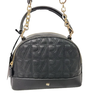 Rachel Zoe Black Leila Crossbody Purse Gold Chain Quilt Vegan Leather 2 Sections - Image 1 of 4