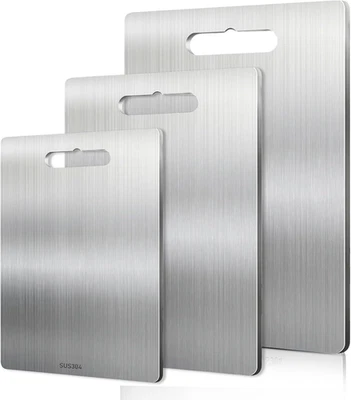 3 Pezzi Tagliere in Titanio per Cucina, Tagliere in Acciaio Inox, Tagliere Da Cu - Immagine 1 di 4