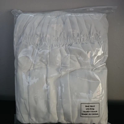 全新未拆封白色国王美国国王尺寸床裙 - 78x80x15 — 第 1/4 张图片