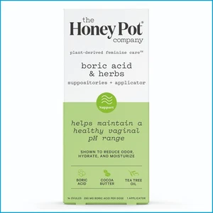 The Honey Pot Company Boric Acid & Herbs Suppositories 14 Ovules + Applicator - Picture 1 of 15