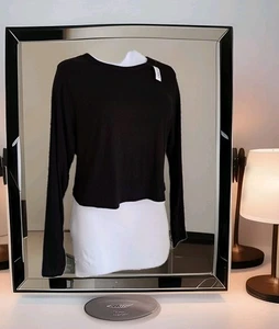 Old Navy Popover Top 2X schwarz cropped Langarm Stretch ultraleicht Go-Dry Neu mit Etikett  - Bild 1 von 12