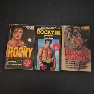Rocky 1 Rocky 3 Rambo First Blood Paperback Books Lot of 3 Vintage - Picture 1 of 21