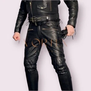 LGBT Men s Black Leather Pant Genuine Lambskin Leather Pant Classic Style - Picture 1 of 3