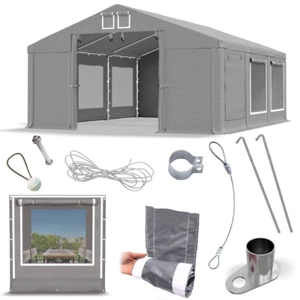 LAGERZELT 3x6 Moskito Partyzelt Weidezelt Werkstattzelt Zelthalle 6x3 grau PVC S - Bild 1 von 9