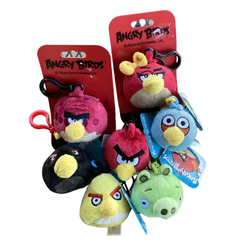 Commonwealth Angry Birds 3" Plush Backpack Clip U Choose Red Bomb Blue Chuck Pig Cover