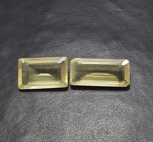 14.80 Ct Natural Lemon Quartz Emerald Cut Pair AAA Quality Gems 16-19.8x9-10 MM - Picture 1 of 7
