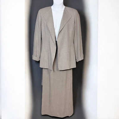 Vintage Doncaster Wool Blend Skirt Suit Gray Belted Jacket Feminine Power Sz 12 - Image 1 of 4