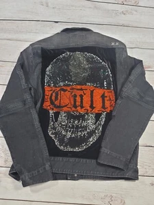 RARE Cult of Individuality Cotton Black Denim Trucker Jacket XL N1 - Picture 1 of 6