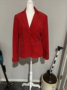 Grace Elements Red Corduroy Blazer Jacket Womens Long Sleeve Two Button Size 10 - Picture 1 of 5