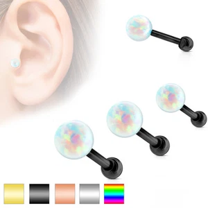 3 Pc Simulated Opal Ball Internal Thread Helix Tragus Cartilage Barbell Stud 16g - Picture 1 of 6