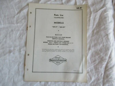 Briggs & Stratton 6B-H 6B-HF engine parts list manual catalog - Image 1 of 4