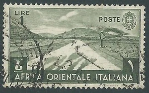 1938 AFRICA ORIENTALE ITALIANA USATO SOGGETTI VARI 1 LIRA - RF29-5 - Picture 1 of 1